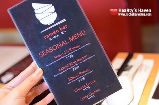 Ramen Bar Seasonal Menu